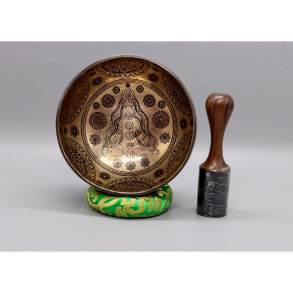 Seven Chakra Yogini Carved Singing Bowl