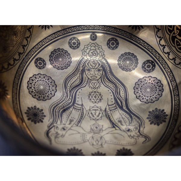 Seven Chakra Yogini Carved Singing Bowl