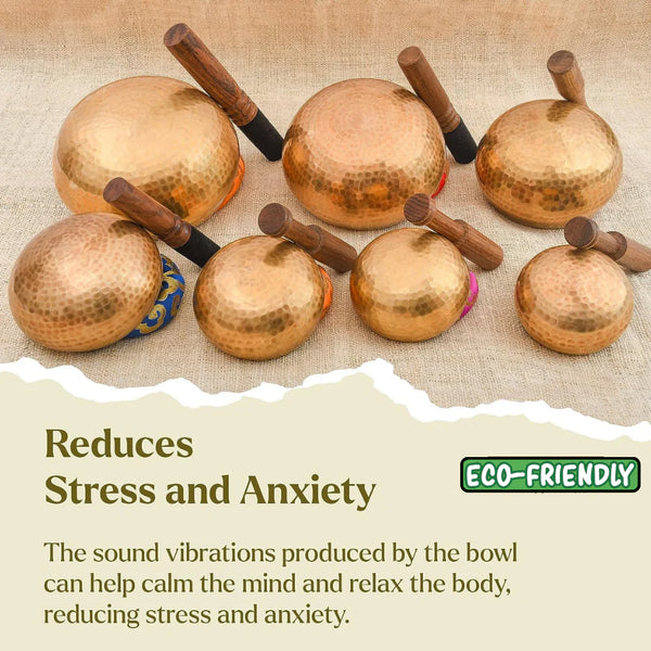 Set of 7 Tibetan Hand Hammered Singing Bowl