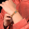 Rudraksha Bracelet with Turquoise & Coral Inlaid