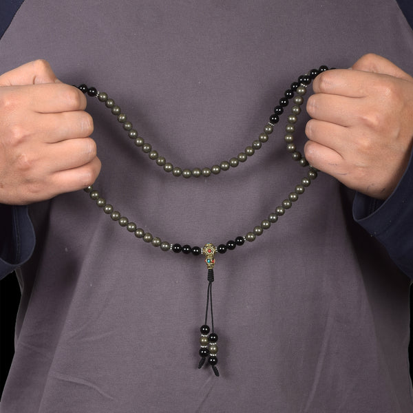 Pyrite & Onyx Mala – Prosperity & Protection
