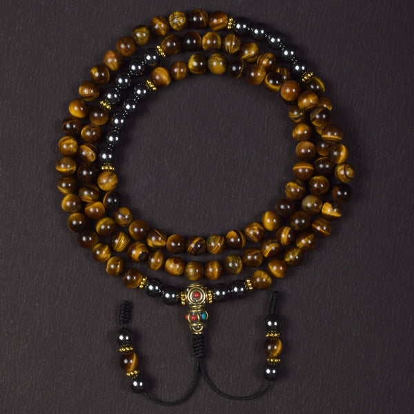 Tiger Eye & Hematite Mala – Strength & Balance