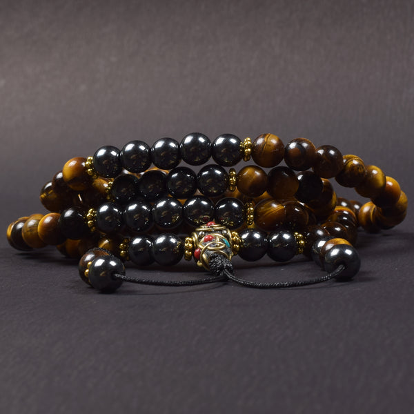 Tiger Eye & Hematite Mala – Strength & Balance