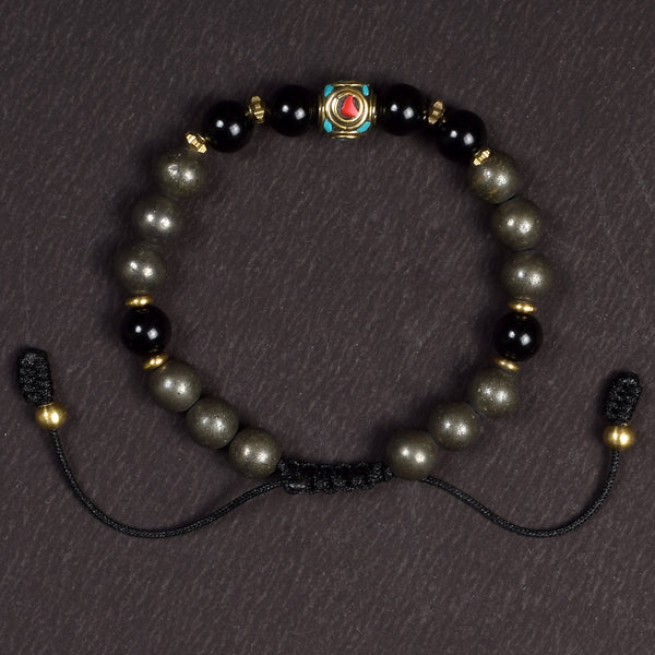 Pyrite & Onyx Bracelet – Prosperity & Protection