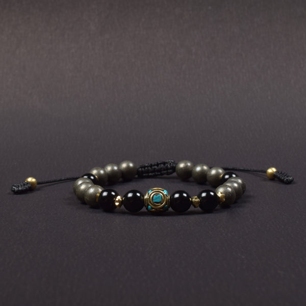 Pyrite & Onyx Bracelet – Prosperity & Protection