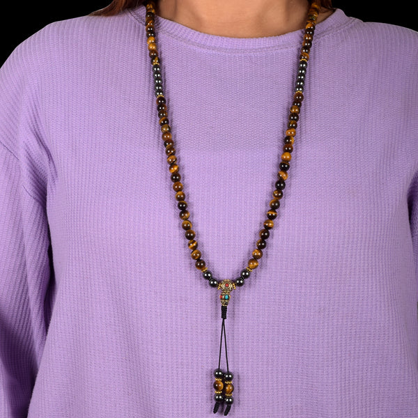 Tiger Eye & Hematite Mala – Strength & Balance
