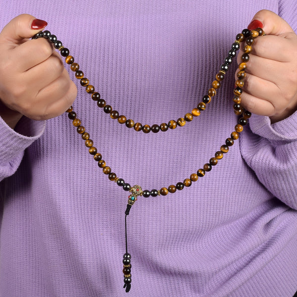 Tiger Eye & Hematite Mala – Strength & Balance
