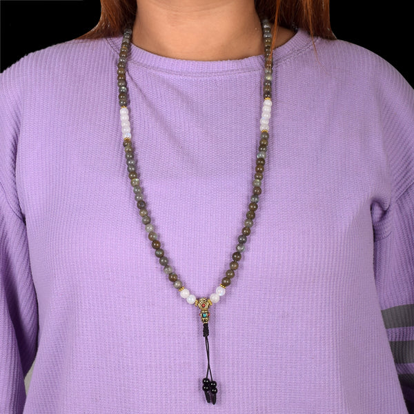 Labradorite & Moonstone Mala – Intuition & Transformation