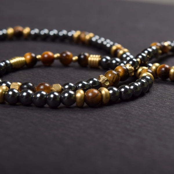 Hematite with Tiger Eye Short Mala