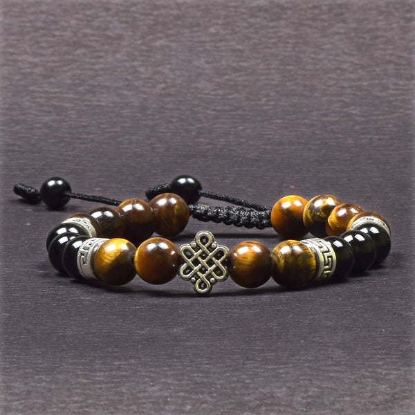 Onyx with Tiger Eye Endless Knot Bracelet