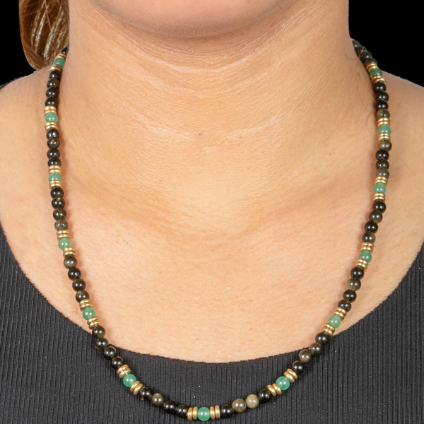 Obsidian with Aventurine Short Mala