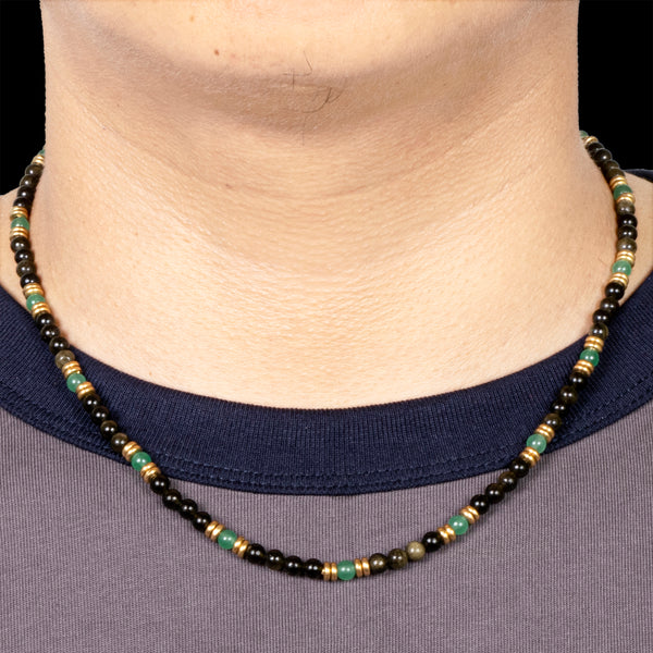 Obsidian with Aventurine Short Mala