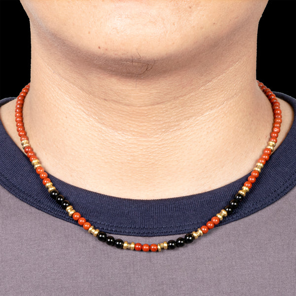 Red Jasper With Onyx Short Mala
