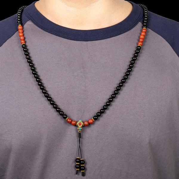 Onyx with Red Jasper Healing Endurance Mala