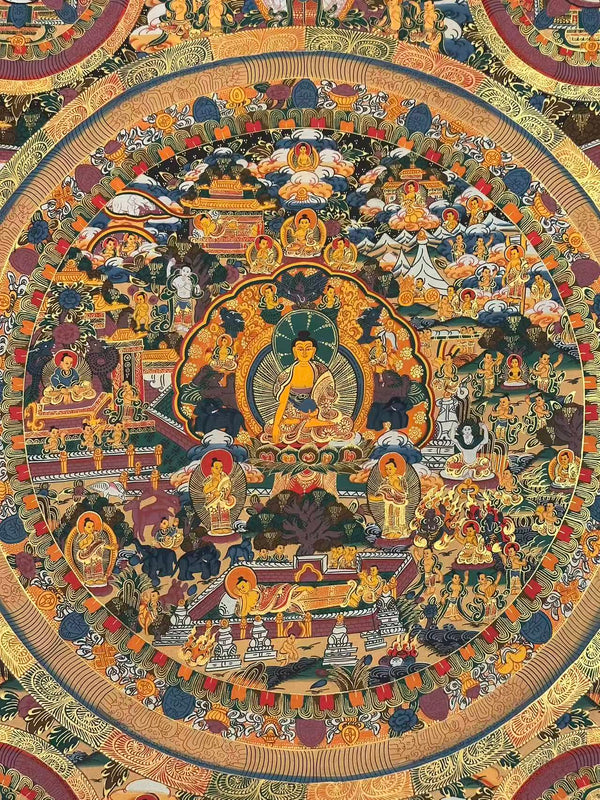 Buddha Life Story Mandala Thangka