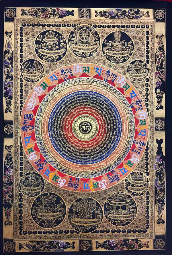 Om Mantra Mandala Large Thangka