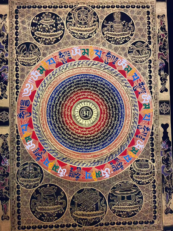Om Mantra Mandala Large Thangka