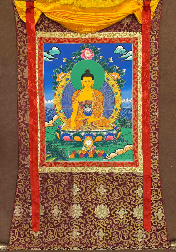 Shakyamuni Buddha Thangka - Silk Framed