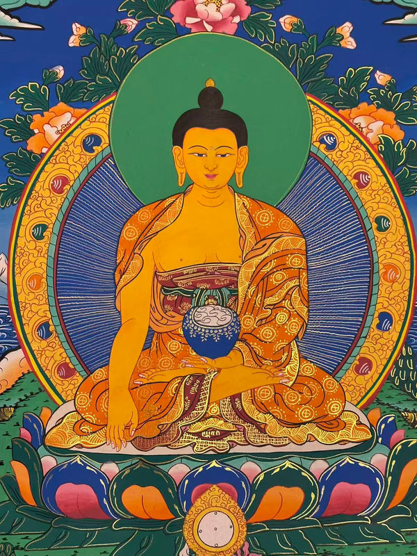 Shakyamuni Buddha Thangka - Silk Framed