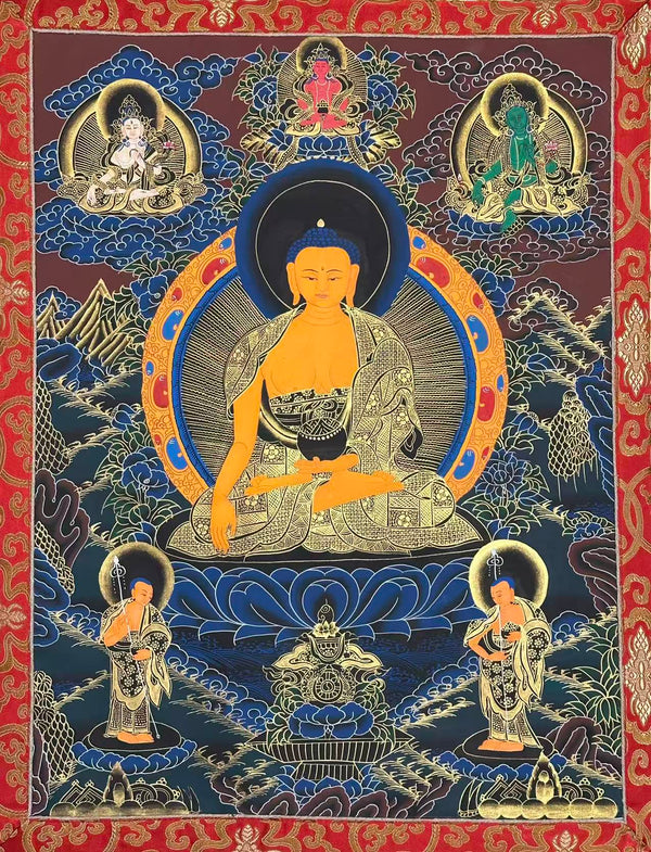 Shakyamuni Buddha Thangka - Silk Framed