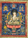 White Tara Thangka - Silk Framed