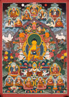 Shakyamuni Buddha and the 17 Great Scholars Thangka