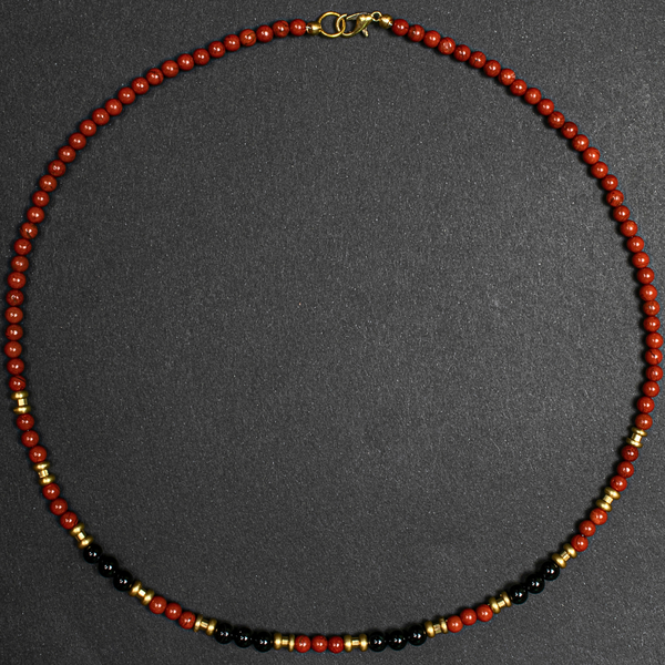 Red Jasper With Onyx Short Mala