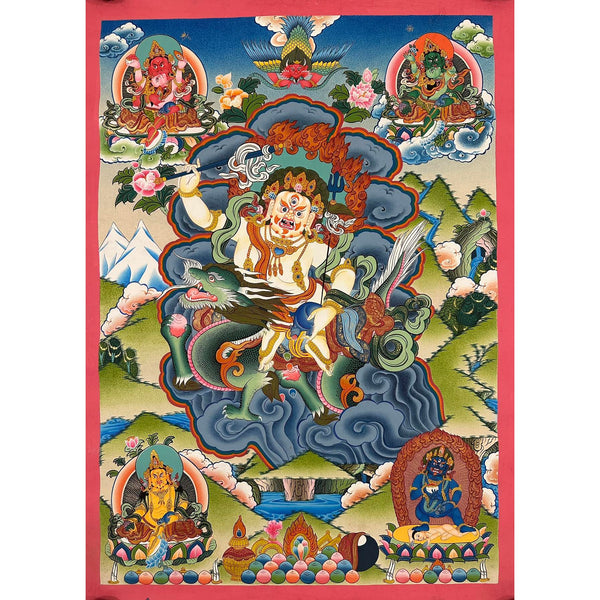 White Jambhala Tibetan Thangka