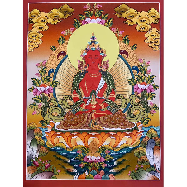 Amitayus Buddha Tibetan Thangka Painting