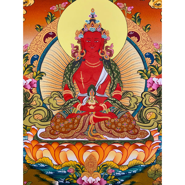 Amitayus Buddha Tibetan Thangka Painting