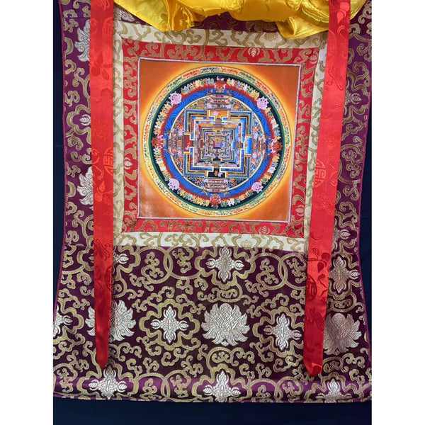 Kalachakra Mandala Tibetan Thangka Painting - Silk Framed