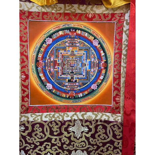 Kalachakra Mandala Tibetan Thangka Painting - Silk Framed
