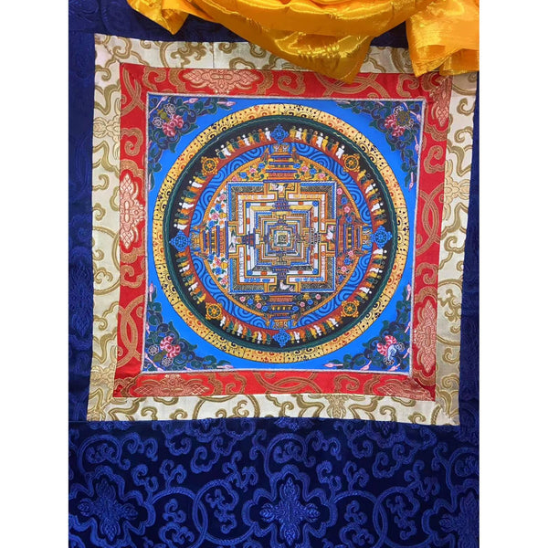 Kalachakra Mandala Tibetan Thangka Painting - Silk Framed