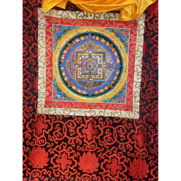Kalachakra Mandala Tibetan Thangka Painting - Silk Framed