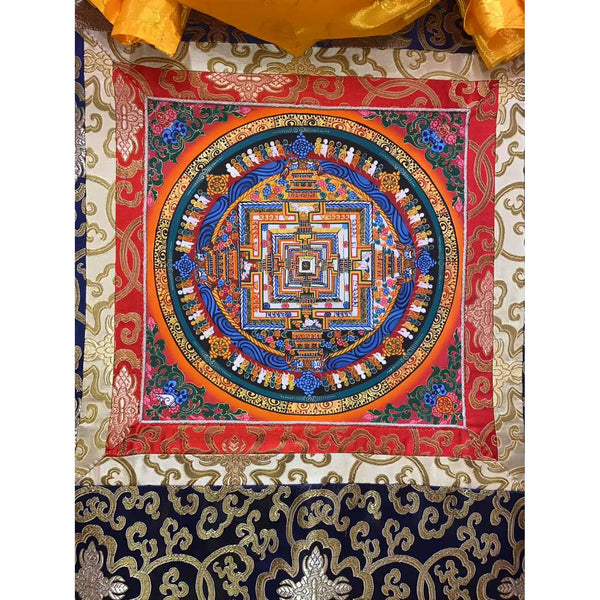 Kalachakra Mandala Tibetan Thangka Painting - Silk Framed