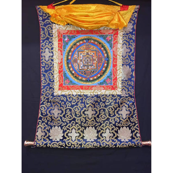 Kalachakra Mandala Tibetan Thangka Painting - Silk Framed
