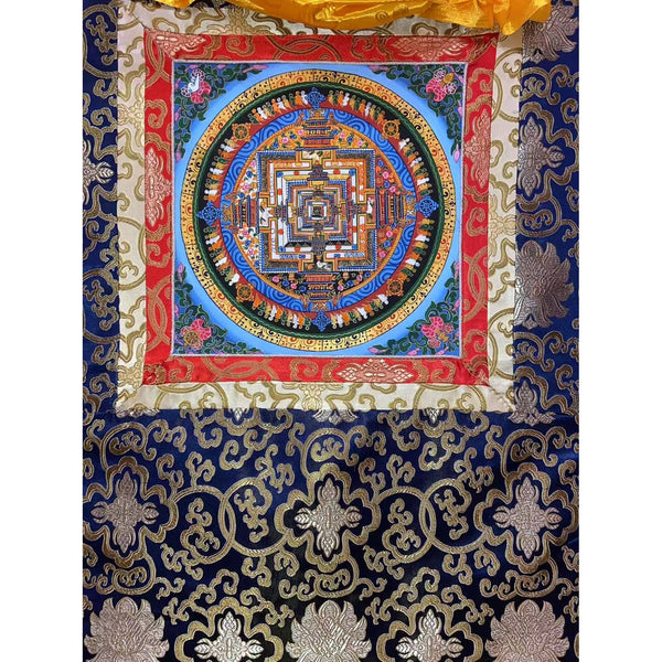 Kalachakra Mandala Tibetan Thangka Painting - Silk Framed