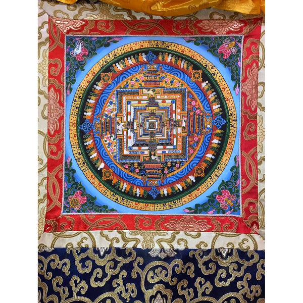 Kalachakra Mandala Tibetan Thangka Painting - Silk Framed