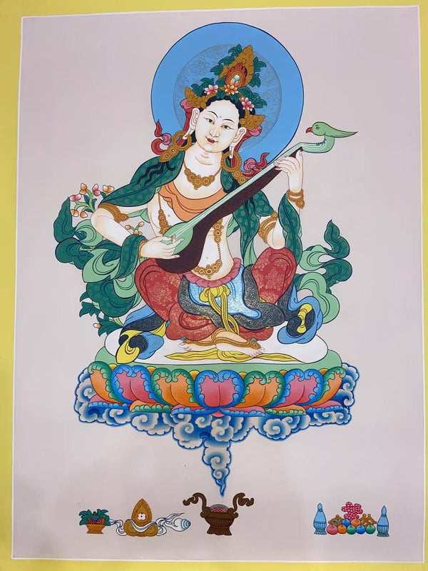 Goddess Saraswati Thangka