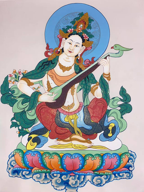 Goddess Saraswati Thangka