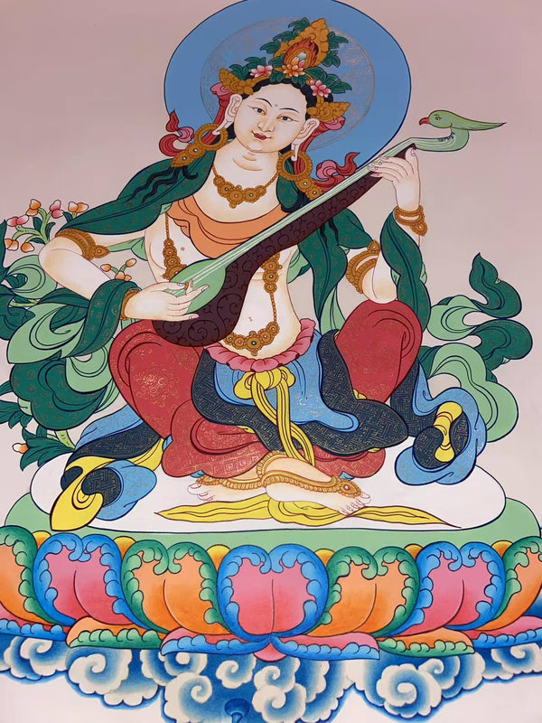 Goddess Saraswati Thangka