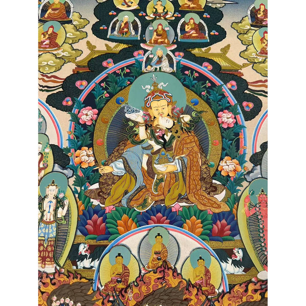 Guru Padmasambhava in Consort Lineage Tree Large Thangka