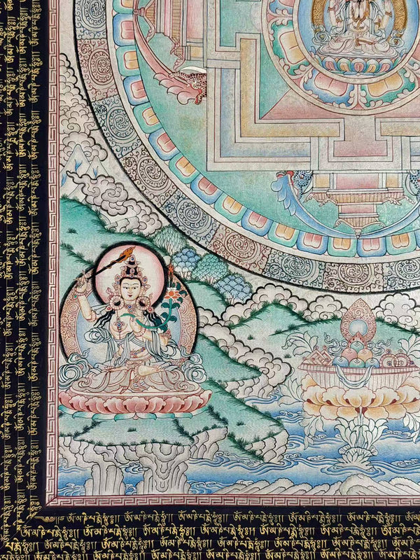Chenrezig Mandala Silver Thangka - Art Of Tibet