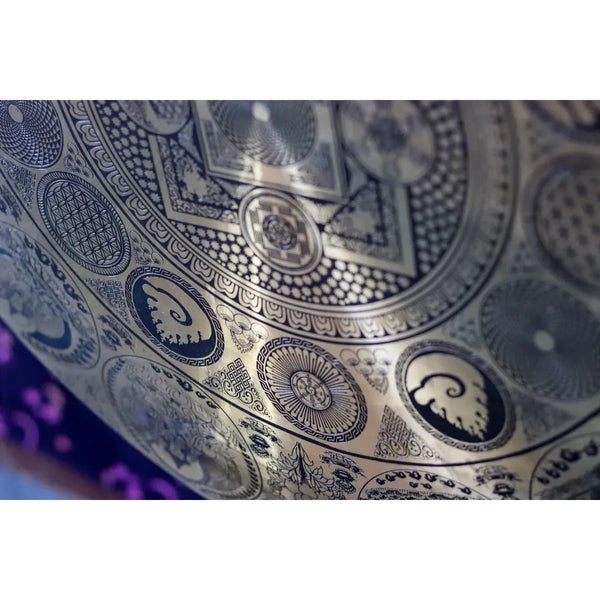 Flower of Life with Tibetan Deities Carving Gong