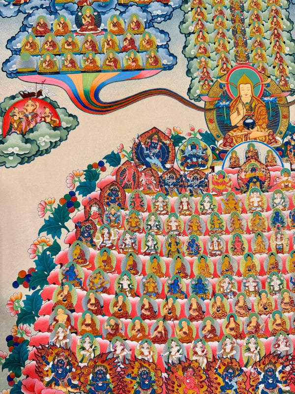 Gelugpa Lineage Refuge Tree Large Thangka - Art Of Tibet