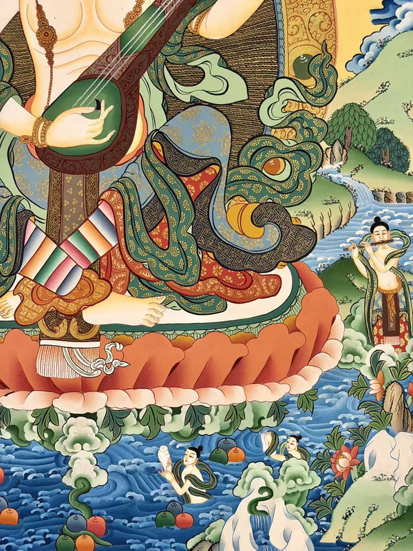 Goddess Saraswati Thangka - Art Of Tibet