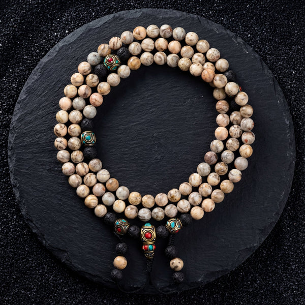 Jasper Determination Mala - Art Of Tibet