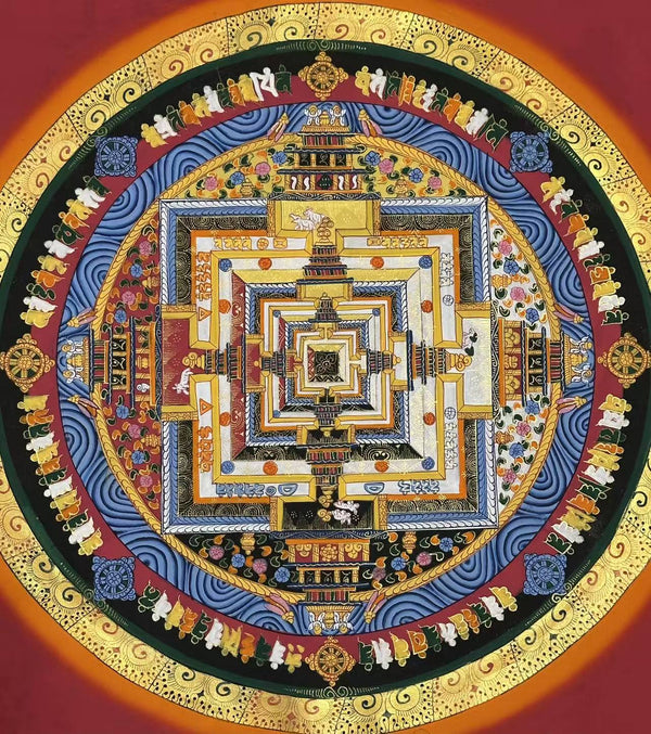 Kalachakra Mandala Tibetan Thangka Painting - Silk Framed - Art Of Tibet