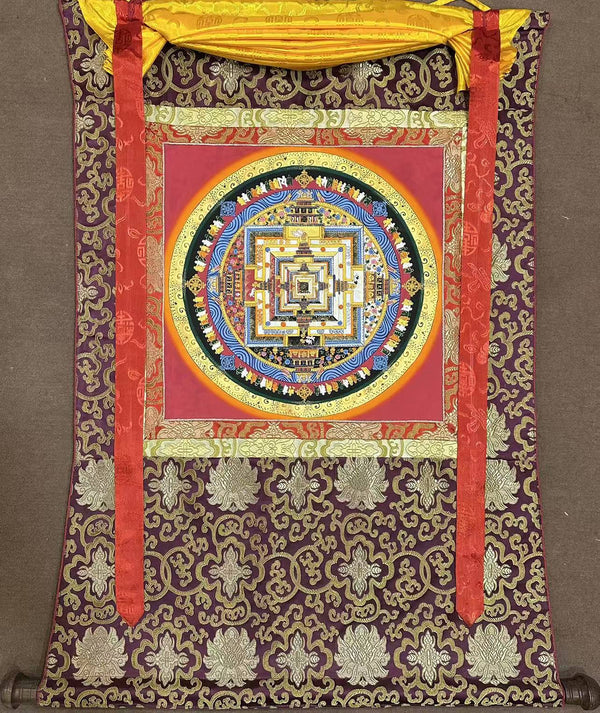 Kalachakra Mandala Tibetan Thangka Painting - Silk Framed - Art Of Tibet