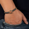 Love and Strength Hematite Stone Bracelet with Lotus Charm - Art Of Tibet